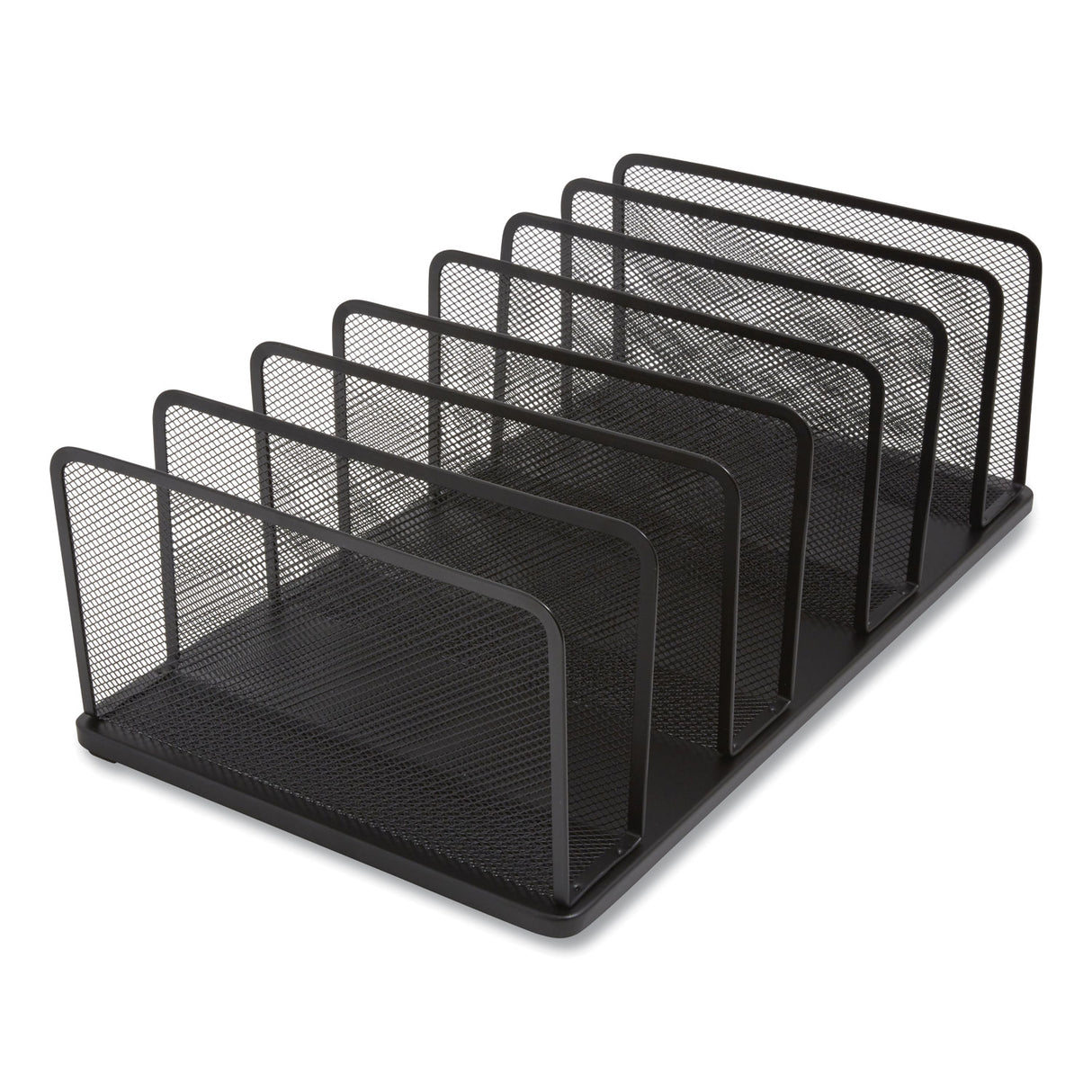 TRU RED Wire Mesh Vertical Document Sorter, 7 Sections, Letter-Size, 8.54 x 15.43 x 8.77, Matte Black (24402456)