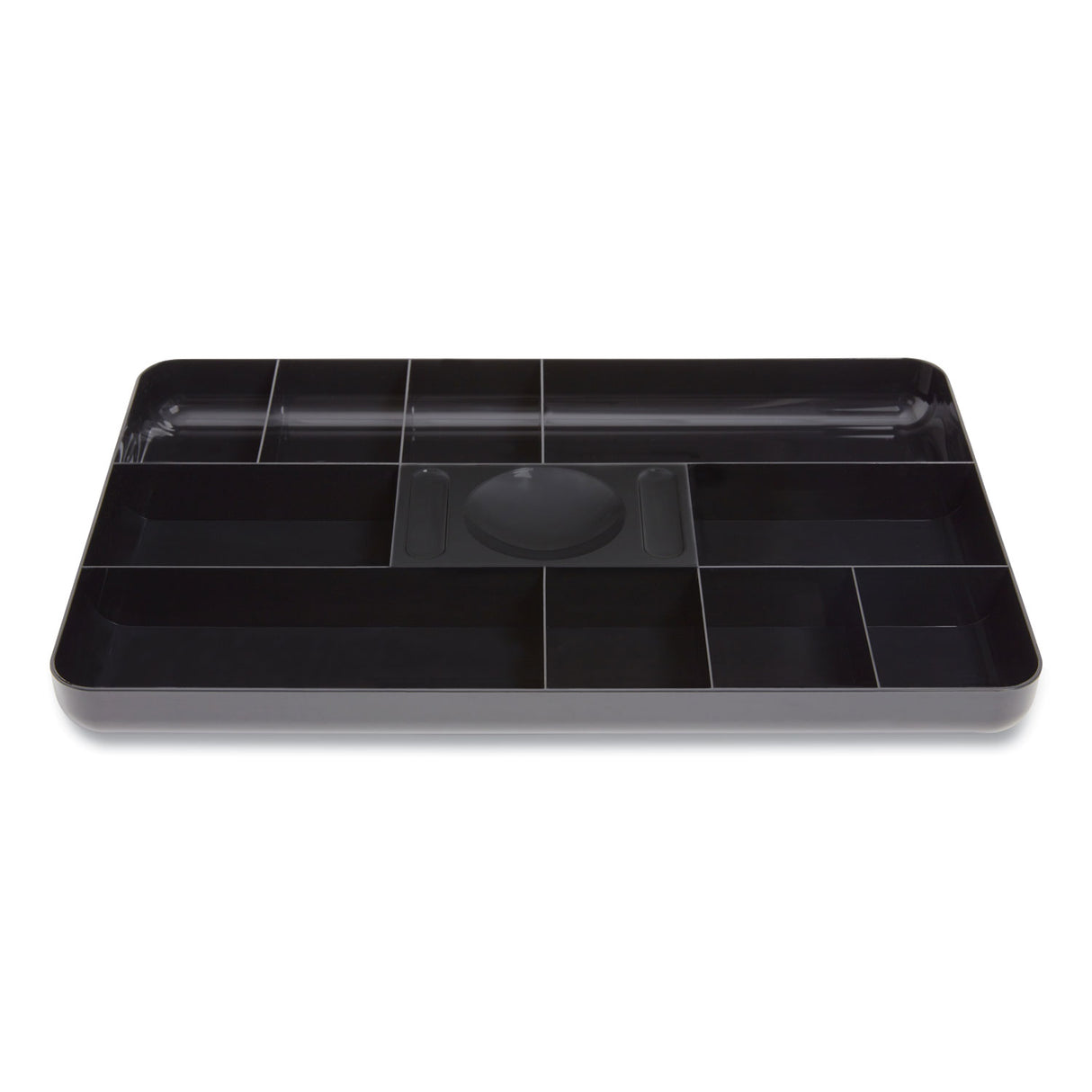 TRU RED Shallow Plastic Drawer Organizer, 13 Compartments, 9.11 x 14.11 x 1.24, Black (24380811)