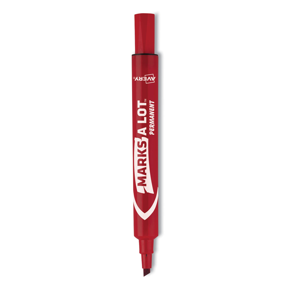 Avery MARKS A LOT Regular Desk-Style Permanent Marker, Broad Chisel Tip, Red, Dozen (7887) (07887)