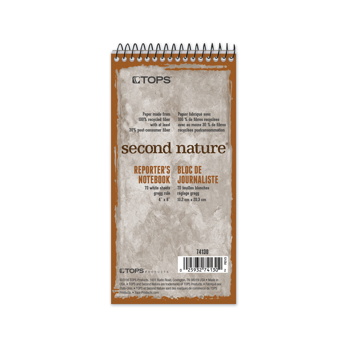 TOPS Second Nature Recycled Notepads, Gregg Rule, Randomly Assorted Cover Colors, 70 White 4 x 8 Sheets (74130)