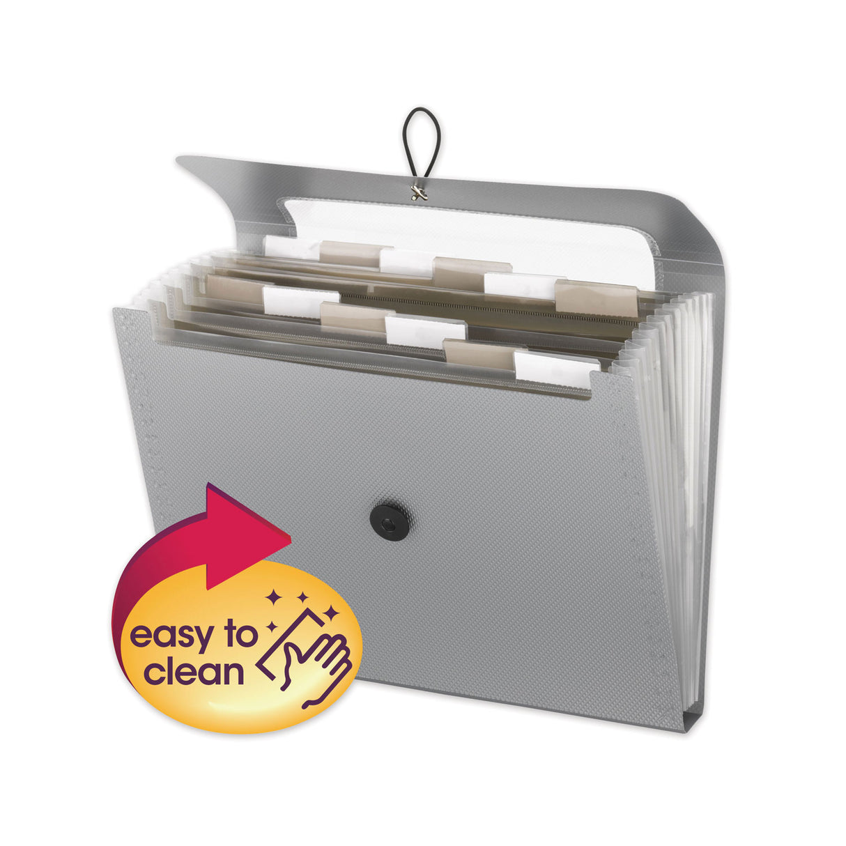 Smead Step Index Organizer, 12 Sections, Cord/Hook Closure, 1/6-Cut Tabs, Letter Size, Silver (70903)