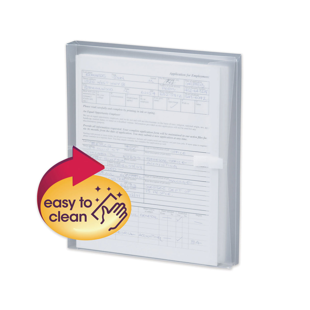 Smead Poly Side-Load Envelopes, Fold-Over Closure, 9.75 x 11.63, Clear, 5/Pack (89661)
