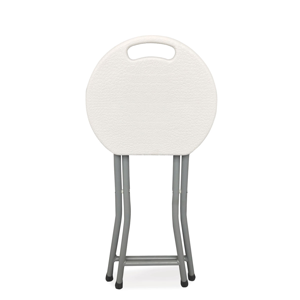 Iceberg Rough n Ready Folding Stool, Backless, Supports Up to 300 lb, 18" Seat Height, White Seat, Charcoal Base, 4/Carton (64563)