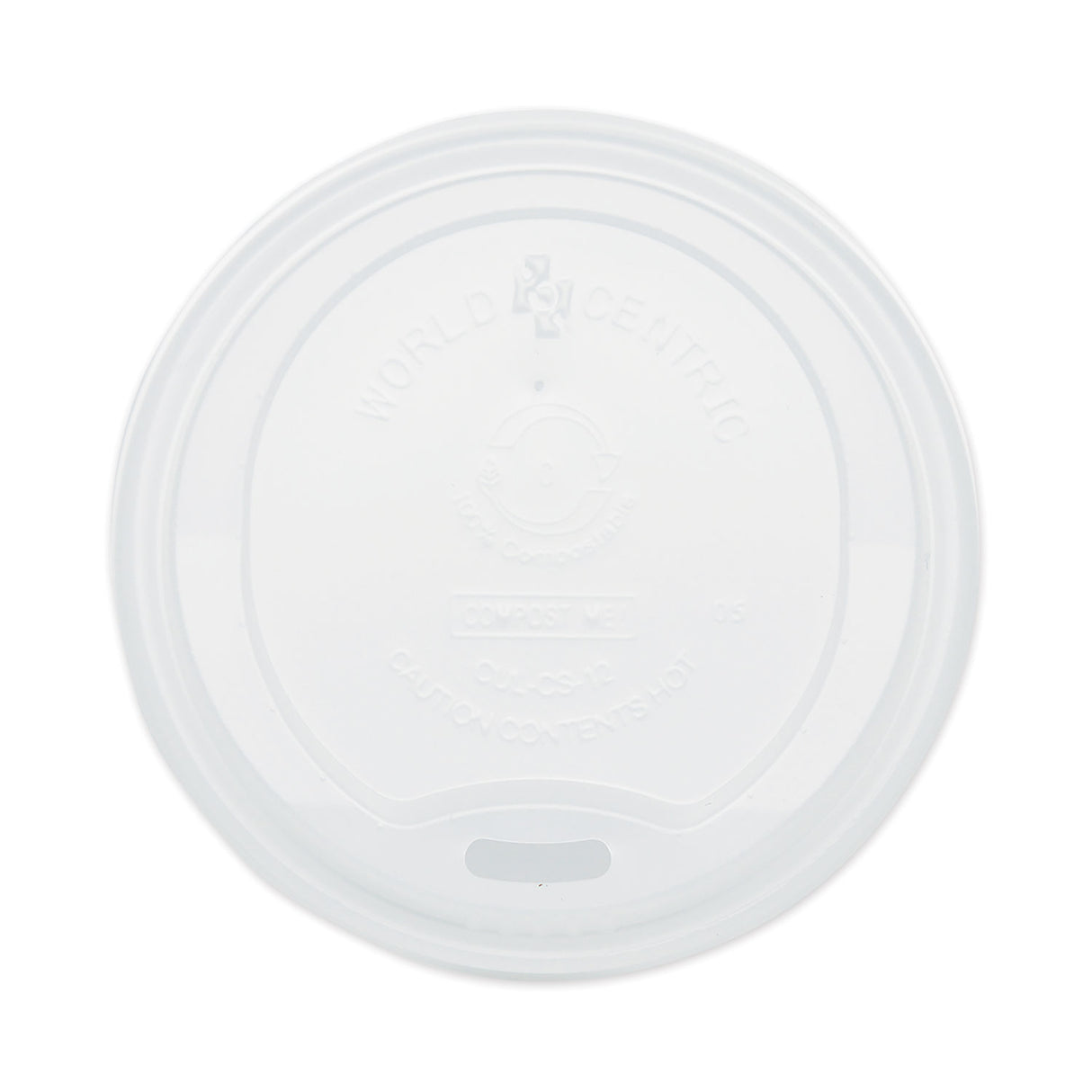 World Centric PLA Lids for Hot Cups, Fits 10 oz to 20 oz Cups, White, 1,000/Carton (CULCS12)