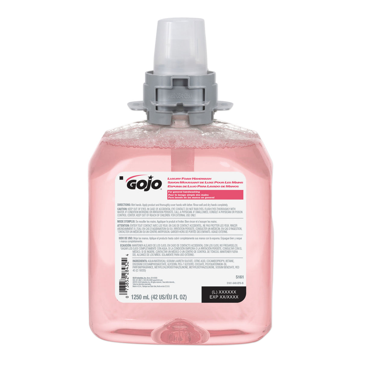 GOJO Luxury Foam Handwash Refill, For FMX-12 Dispenser, Refreshing Cranberry Scent, 1,250 mL, 4/Carton (516104CT)