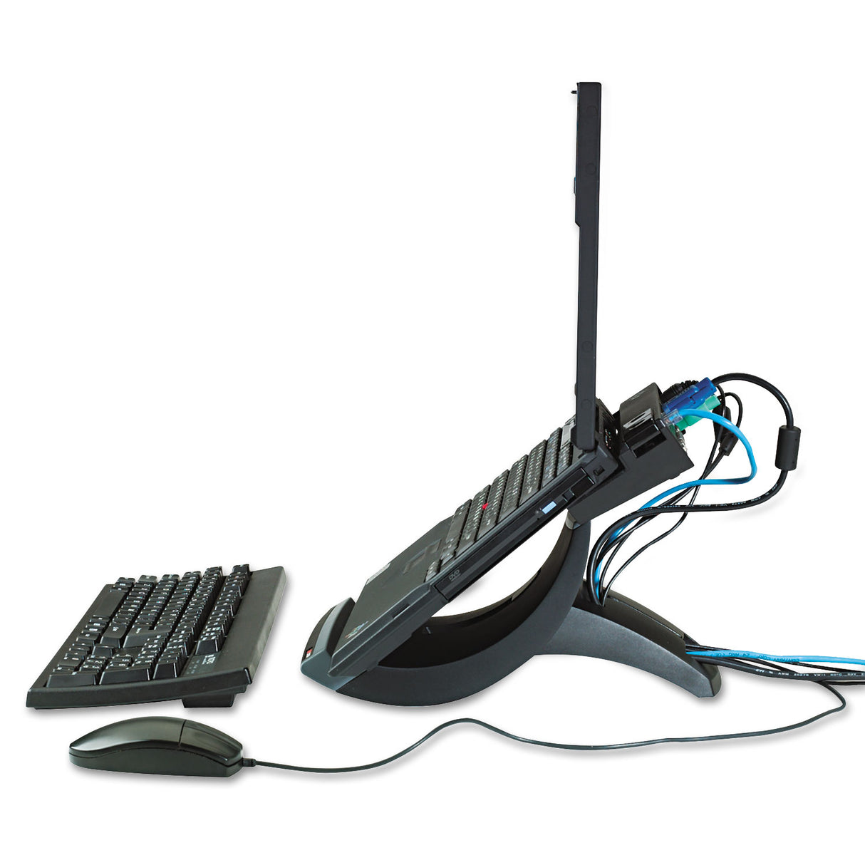 3M Vertical Notebook Computer Riser with Cable Management, 9" x 12" x 6.5" to 9.5", Black/Charcoal Gray, Supports 20 lbs (LX550)