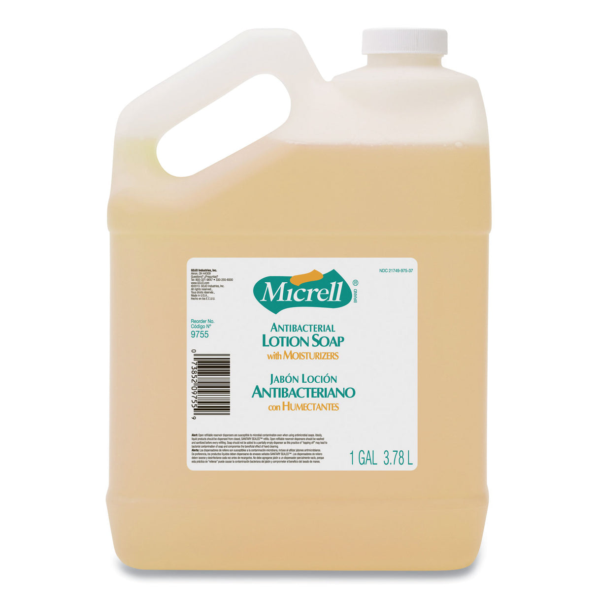 MICRELL Antibacterial Lotion Soap, Light Scent, 1 gal Bottle, 4/Carton (975504CT)