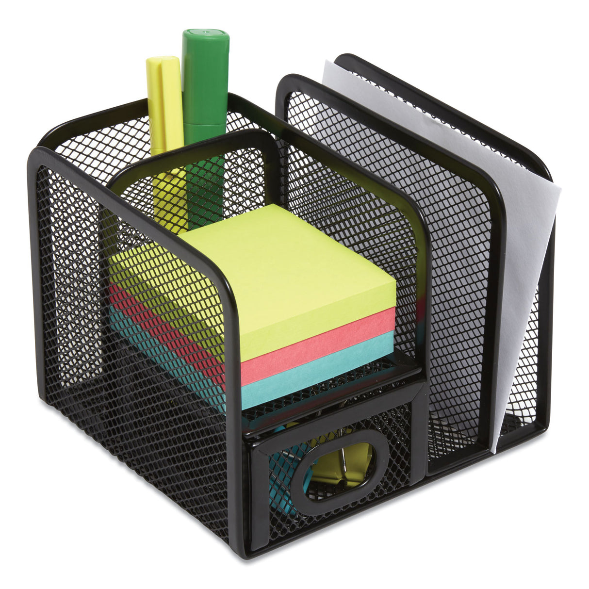 TRU RED Five Compartment Wire Mesh Accessory Holder, 5.9 x 6.29 x 5.11, Black (24402461)