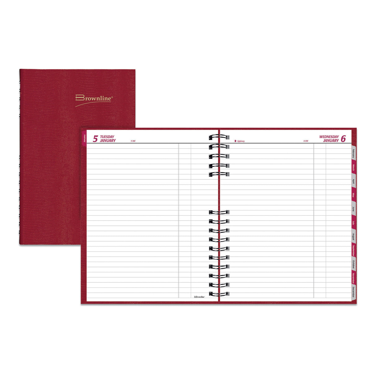 Brownline CoilPro Daily Planner, 10 x 7.88, Red Cover, 12-Month (Jan to Dec): 2025 (C550CRED)