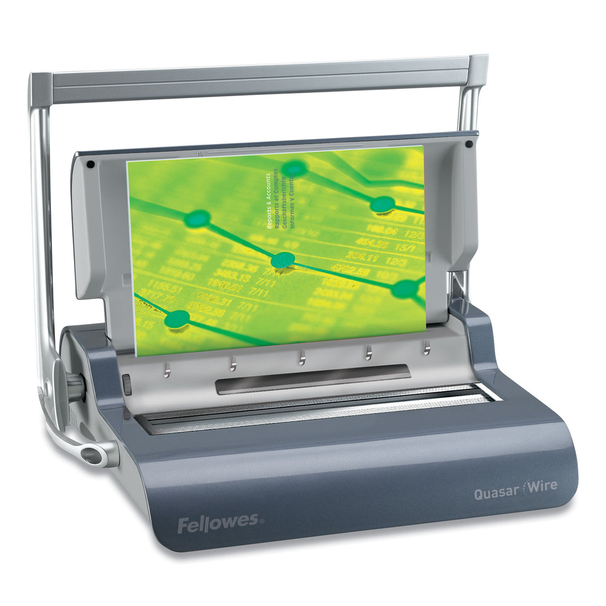 Fellowes Quasar Manual Wire Binding Machine, 130 Sheets, 8.13 x 15.38 x 5.13, Metallic Gray (5217401)