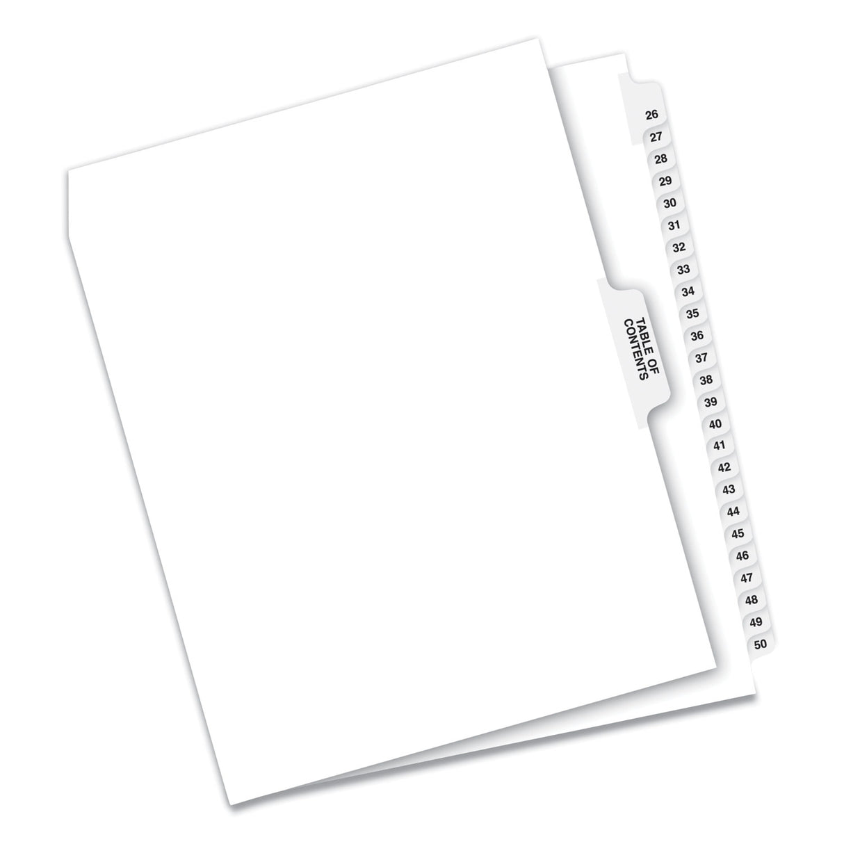 Preprinted Legal Exhibit Side Tab Index Dividers, Avery Style, 26-Tab, 26 to 50, 11 x 8.5, White, 1 Set (11372)