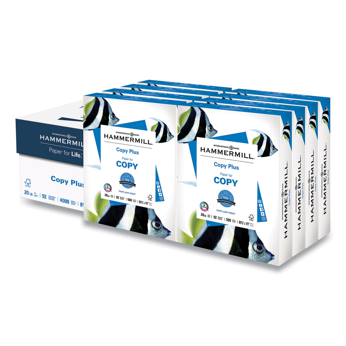 Hammermill Copy Plus Print Paper, 92 Bright, 20 lb Bond Weight, 8.5 x 11, White, 500 Sheets/Ream, 8 Reams/Carton (105190)