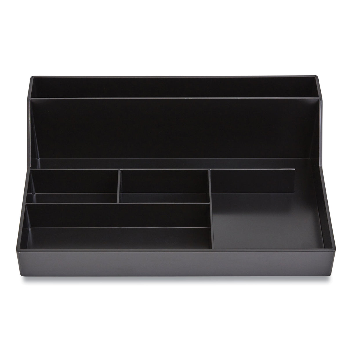 TRU RED Plastic Desktop Organizer, 6 Compartments, 6.81 x 9.84 x 2.75, Black (24380402)