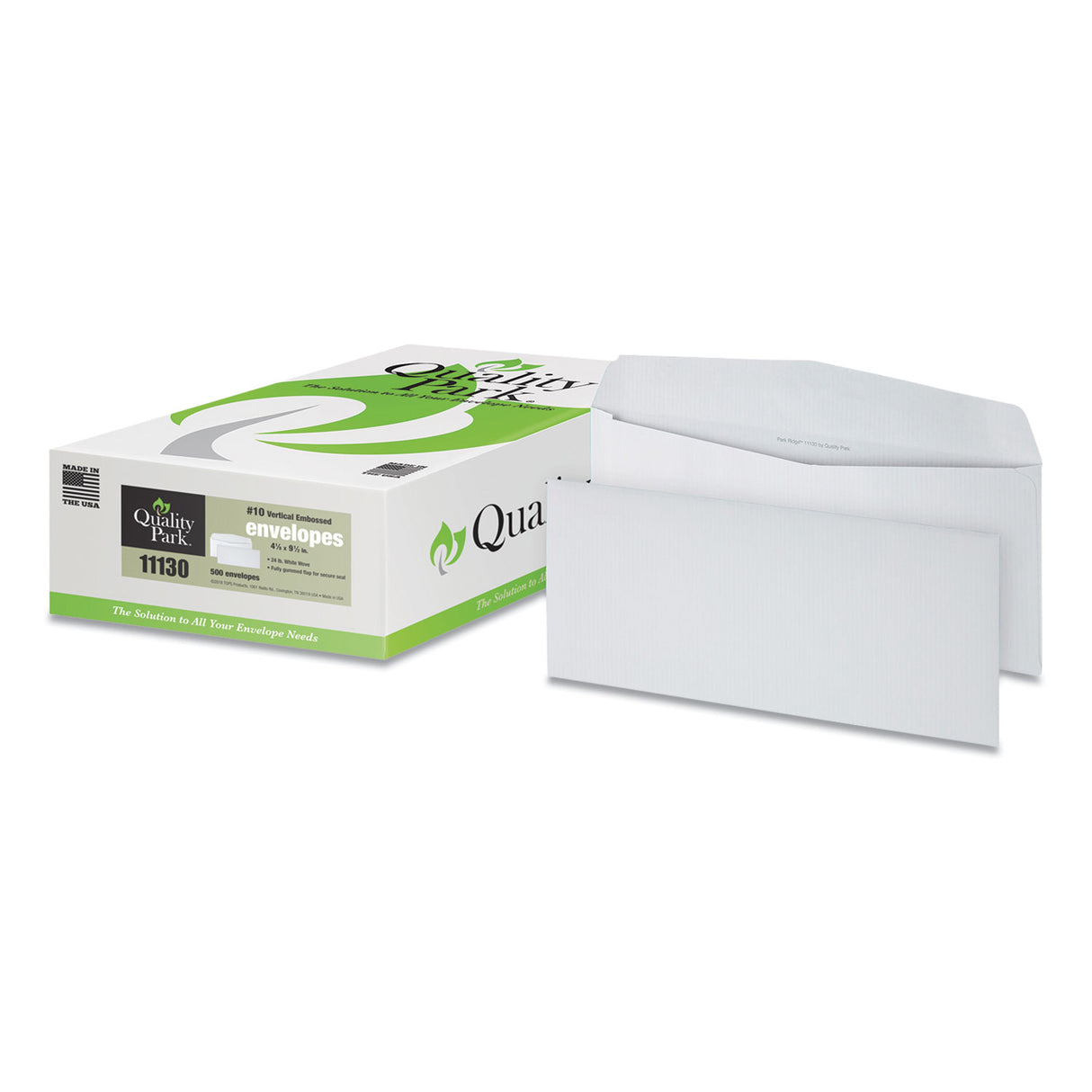 Quality Park Park Ridge Embossed Executive Envelope, #10, Commercial Flap, Gummed Closure, 4.13 x 9.5, White, 500/Box (11130)