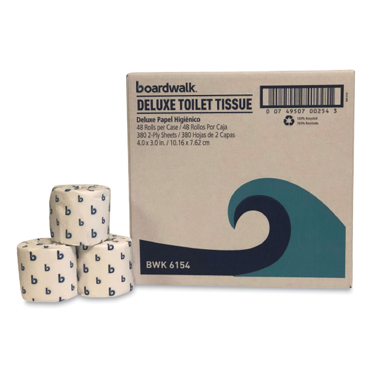 Deluxe Bathroom Tissue, Septic Safe, Embossed, 2-ply, White, 380 Sheets/roll, 48 Rolls/carton