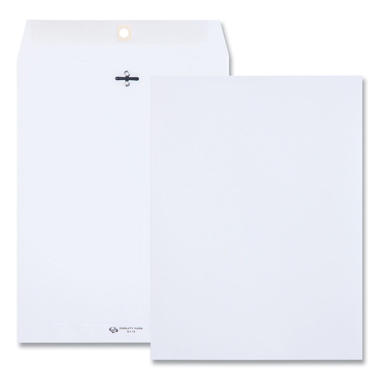 Quality Park Clasp Envelope, 28 lb Bond Weight Paper, #90, Square Flap, Clasp/Gummed Closure, 9 x 12, White, 100/Box (38390)