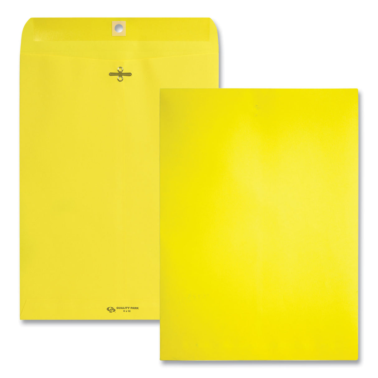Quality Park Clasp Envelope, 28 lb Bond Weight Paper, #90, Square Flap, Clasp/Gummed Closure, 9 x 12, Yellow, 10/Pack (38736)