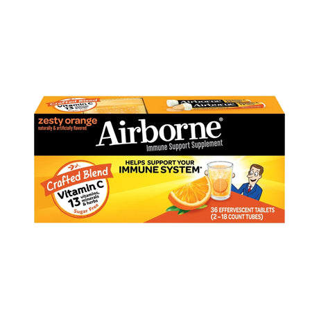 Airborne Immune Support Tablets (2-Pack, 18 ct Each) | Vitamin C & Zinc Defense Airborne