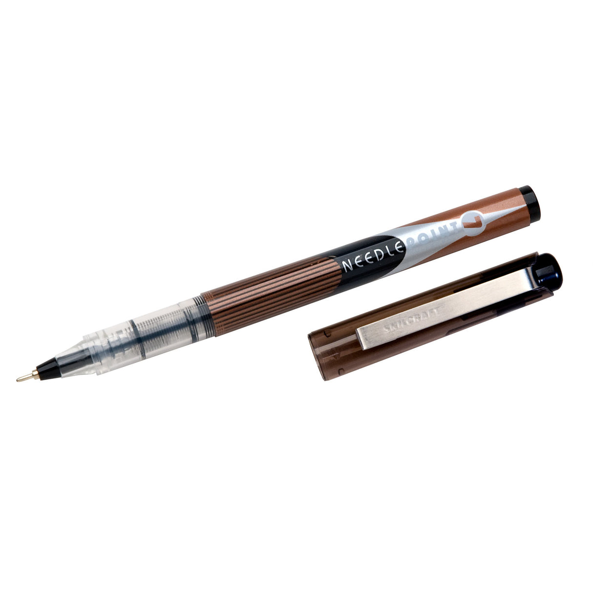 AbilityOne 7520015068495, SKILCRAFT Liquid Magnus Needle Tip Hybrid Gel Pen, Stick, Fine 0.7 mm, Black Ink, Clear/Black Barrel, Dozen