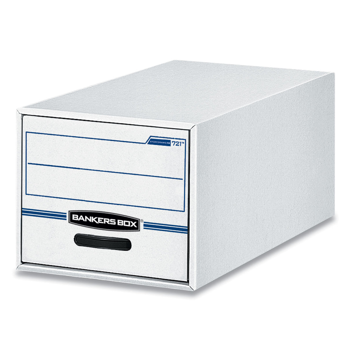 Bankers Box STOR/DRAWER Basic Space-Savings Storage Drawers, Letter Files, 14" x 25.5" x 11.5", White/Blue, 6/Carton (00721)