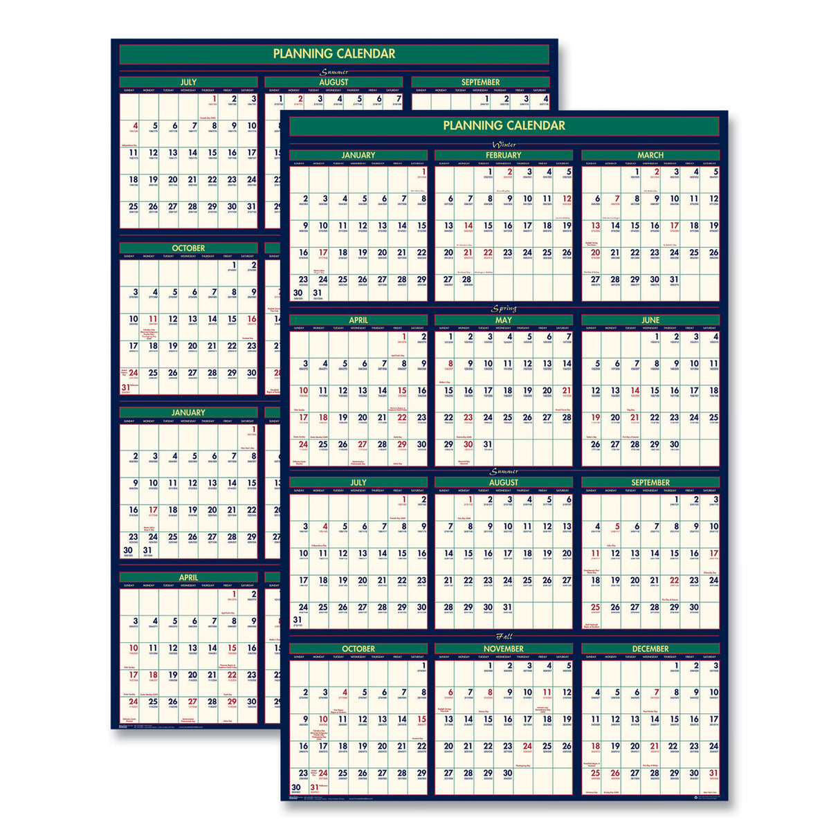 House of Doolittle Four Seasons Business/Academic Recycled Wall Calendar, 24 x 37, 12-Month (July-June): 2024-2025, 12-Month (Jan to Dec): 2025 (390)