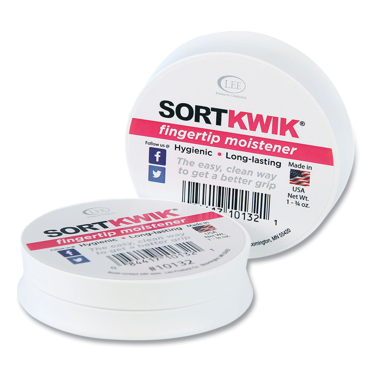 LEE Sortkwik Fingertip Moisteners, 1.75 oz, Pink, 2/Pack (10132)