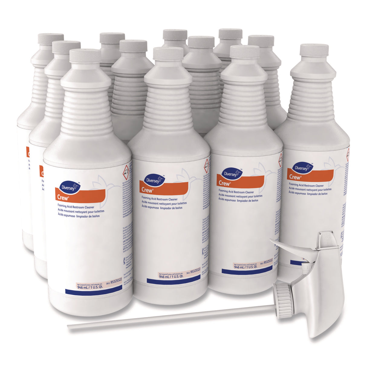 Diversey Foaming Acid Restroom Cleaner, Fresh Scent, 32 oz Spray Bottle, 12/Carton (95325322)