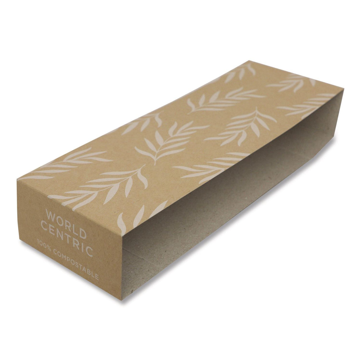 Fiber Container Sleeves, World Centric Leaf Design, 7.5" x 10" x 3.25", Natural, Paper, 800/Carton (SLPATR60)