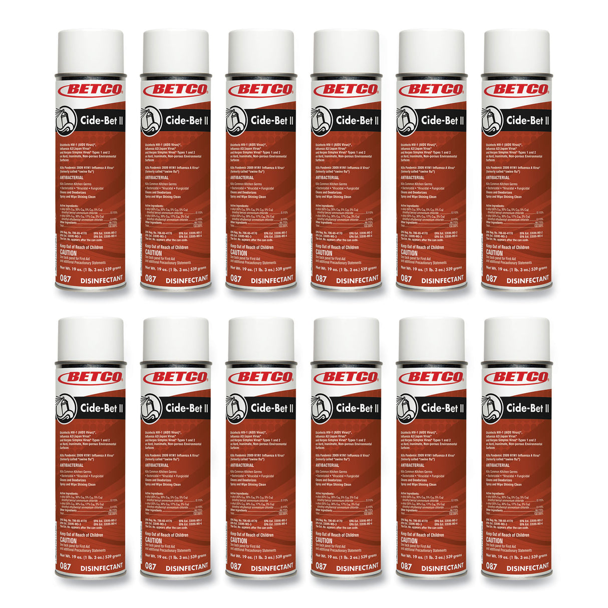 Betco Cide-Bet II Aerosol Disinfectant Spray, Floral Scent, 19 oz Aerosol Spray, 12/Carton (0872300)