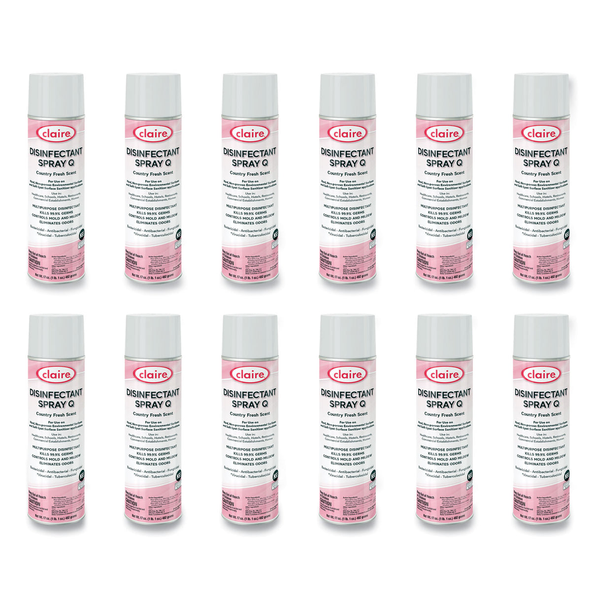 Claire Spray Q Disinfectant, Country Fresh Scent, 17 oz Aerosol Spray, 12/Carton (CL1001)