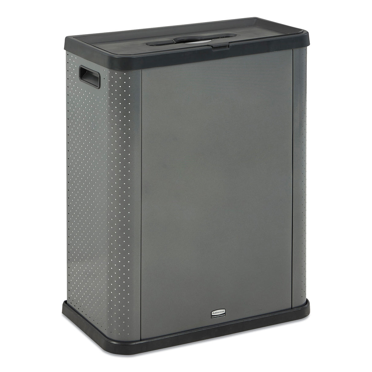 Rubbermaid Commercial Elevate Decorative Refuse Container, Mixed Recycling, 23 gal, Plastic/Metal, Pearl Dark Gray (2136962)