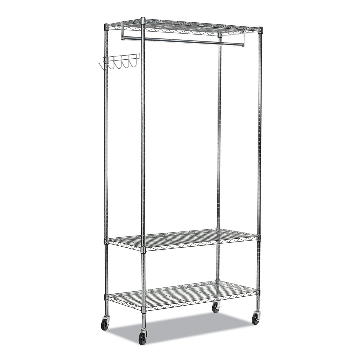 Alera Wire Shelving Garment Rack, 40 Garments, 48w x 18d x 75h, Silver (ALEGR364818SR)