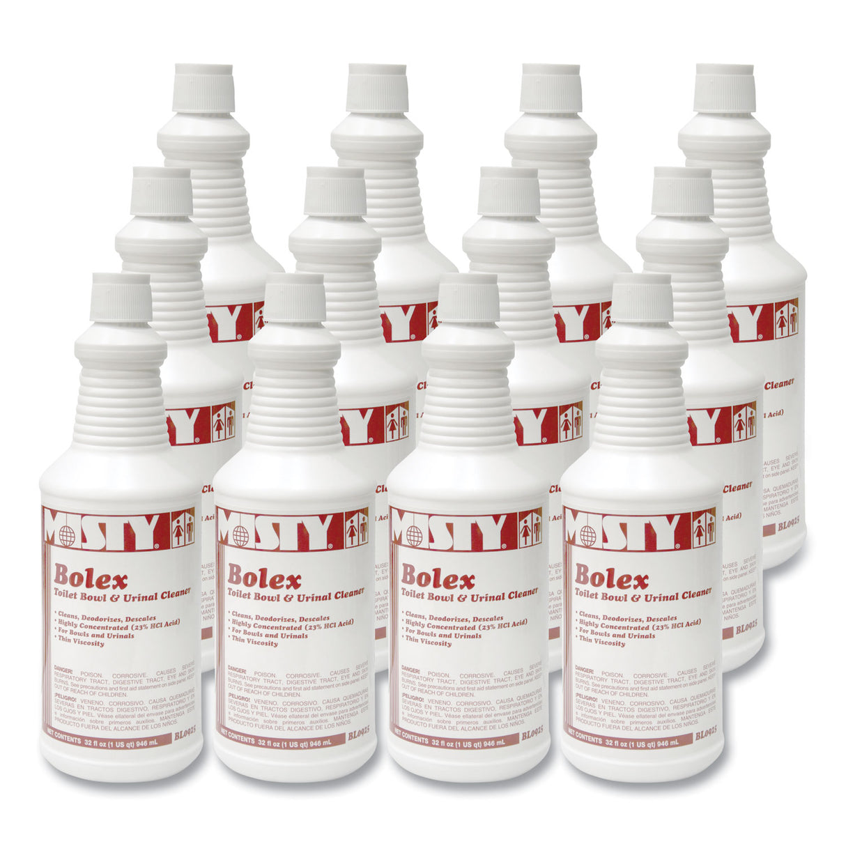 Misty Bolex 23 Percent Hydrochloric Acid Bowl Cleaner, Wintergreen, 32oz, 12/Carton (1038799)