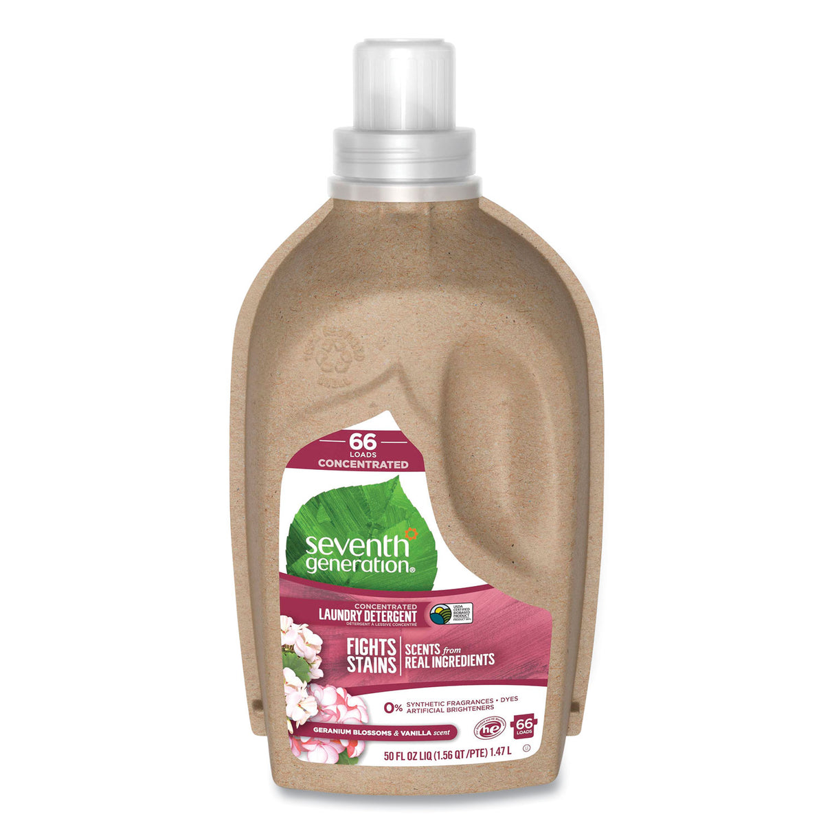 Seventh Generation Natural Liquid Laundry Detergent, Geranium Blossoms and Vanilla, 50 oz Bottle, 6/Carton (22828CT)