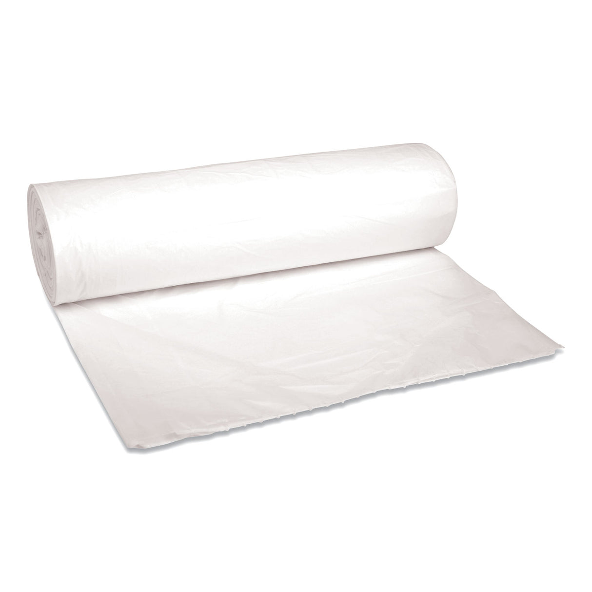 Boardwalk Low-Density Waste Can Liners, 45 gal, 0.6 mil, 40" x 46", White, Perforated Roll, 25 Bags/Roll, 4 Rolls/Carton (BWK4046EXH)
