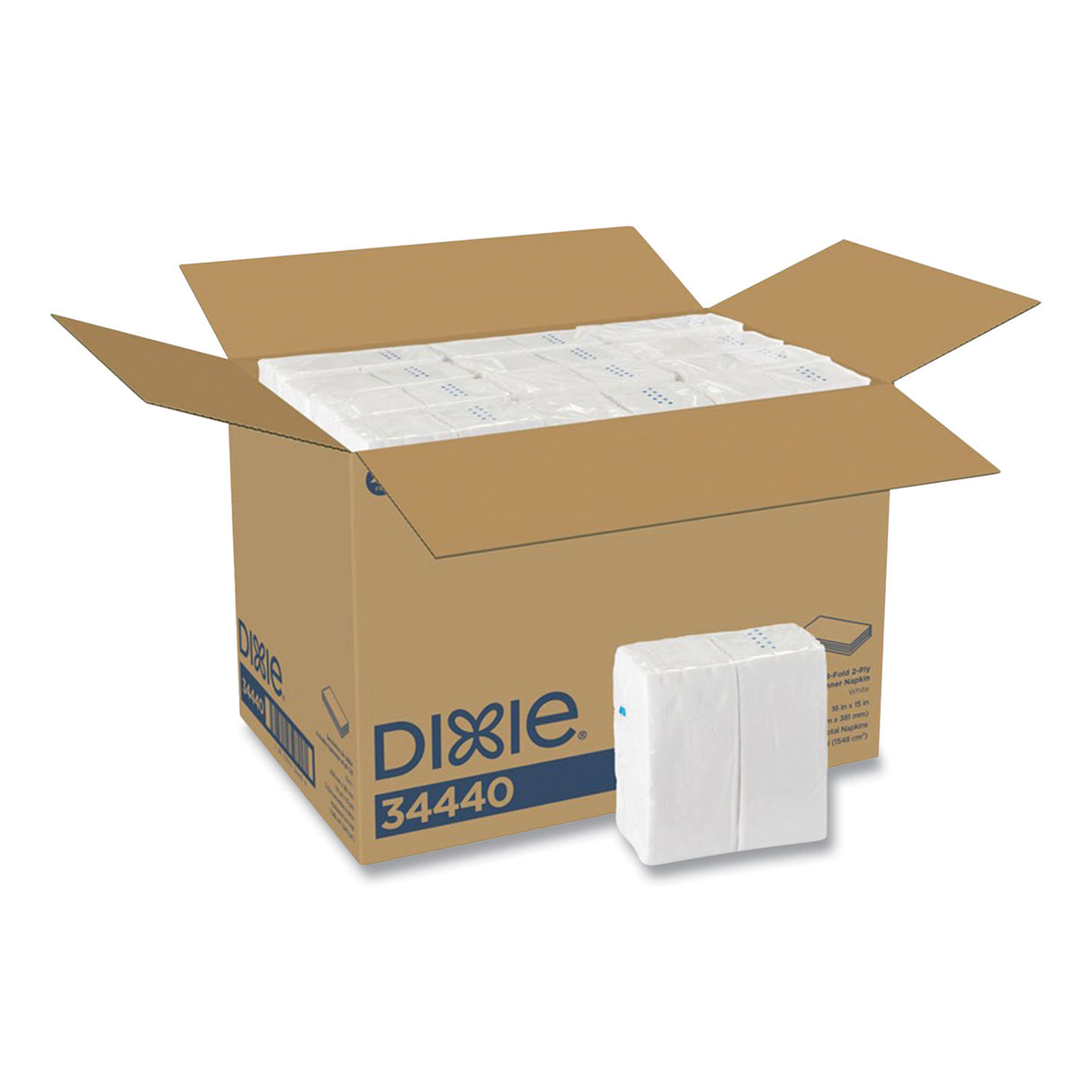 Dixie 1/8-Fold Dinner Napkin, 2-Ply, 16 x 15, White, 3,024/Carton (34440)