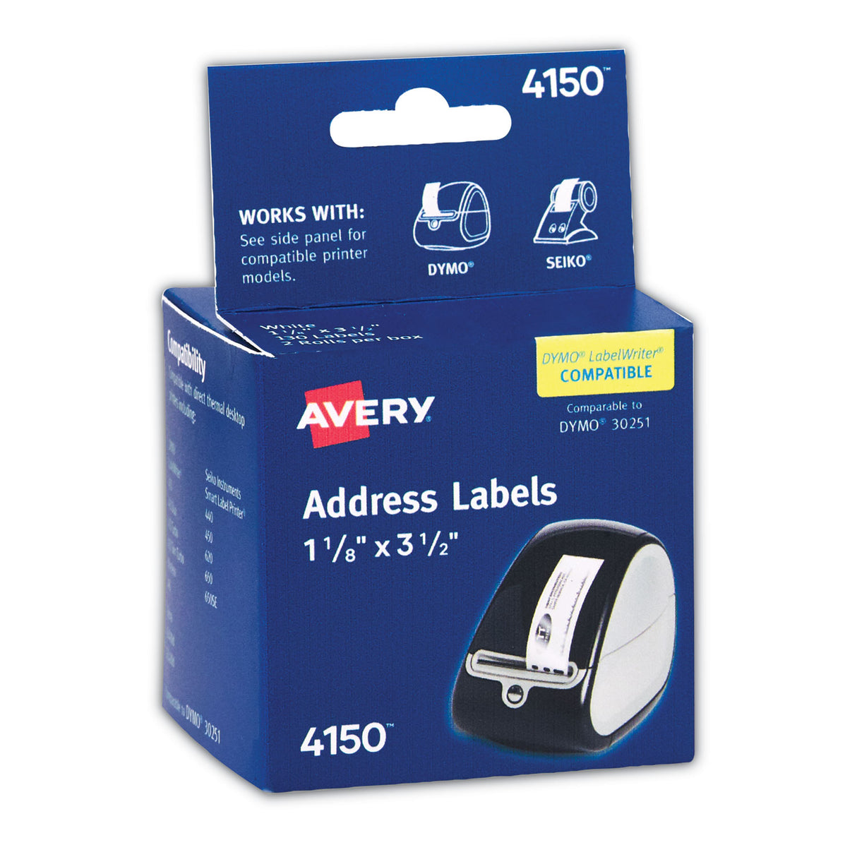 Avery Multipurpose Thermal Labels, 1.13 x 3.5, White, 130/Roll, 2 Rolls/Pack (4150)