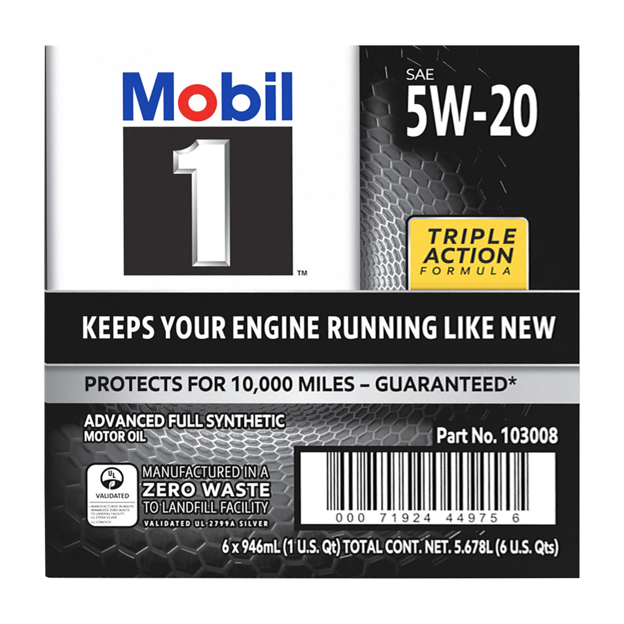 MobilÂ 1 Advanced Full Synthetic Motor Oil 5W-20 six-pack