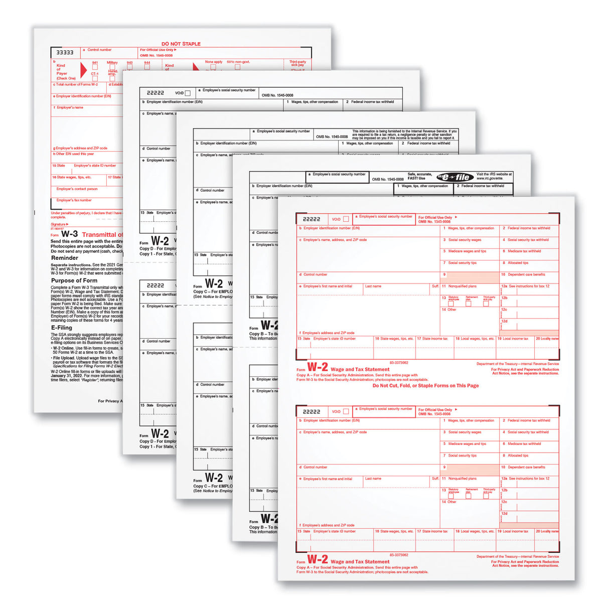 TOPS W-2 Tax Forms for Inkjet/Laser Printers, Fiscal Year: 2023, Four-Part Carbonless, 8.5 x 5.5, 2 Forms/Sheet, 50 Forms Total (22990)
