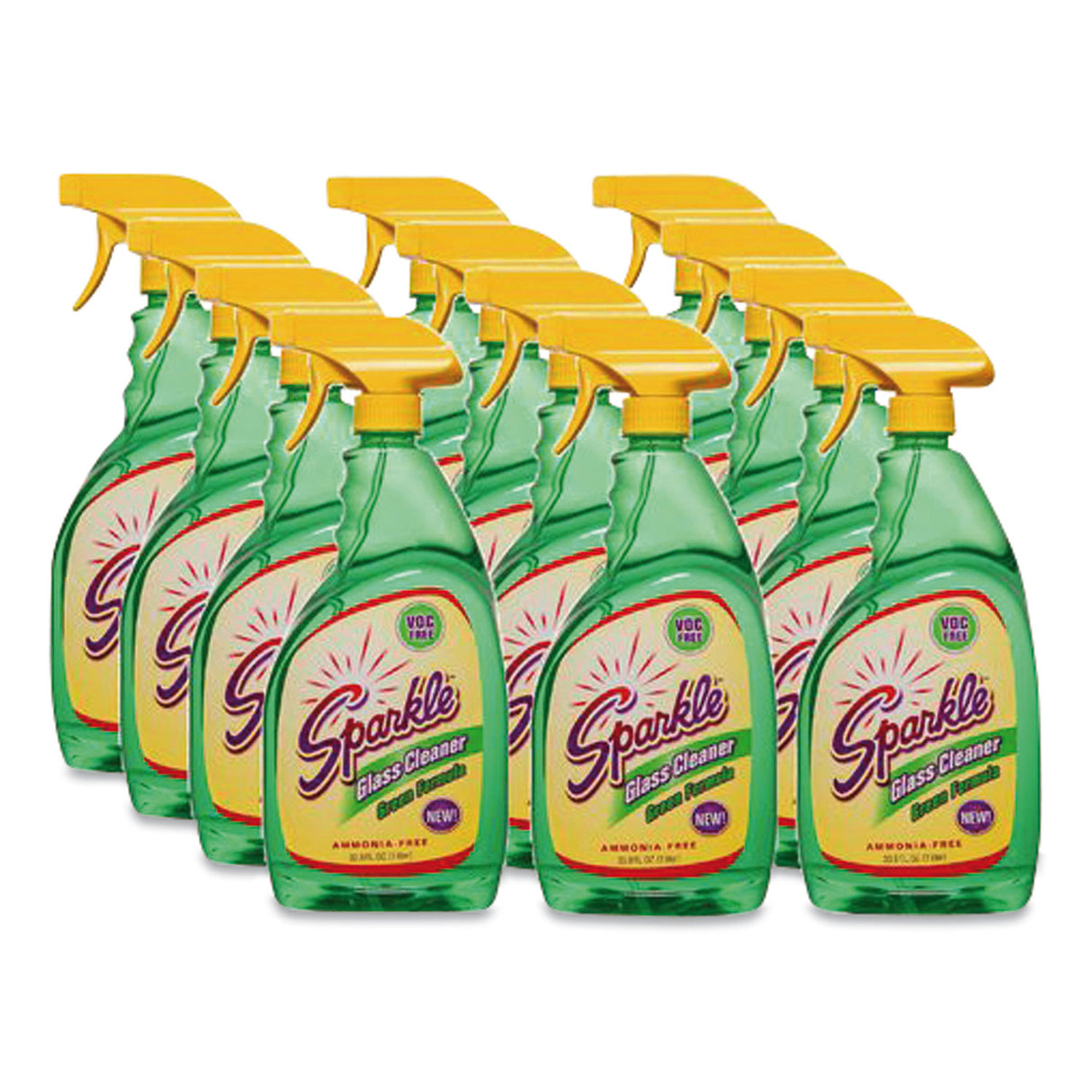 Sparkle Green Formula Glass Cleaner, 33.8 oz Bottle, 12/Carton (30345CT)