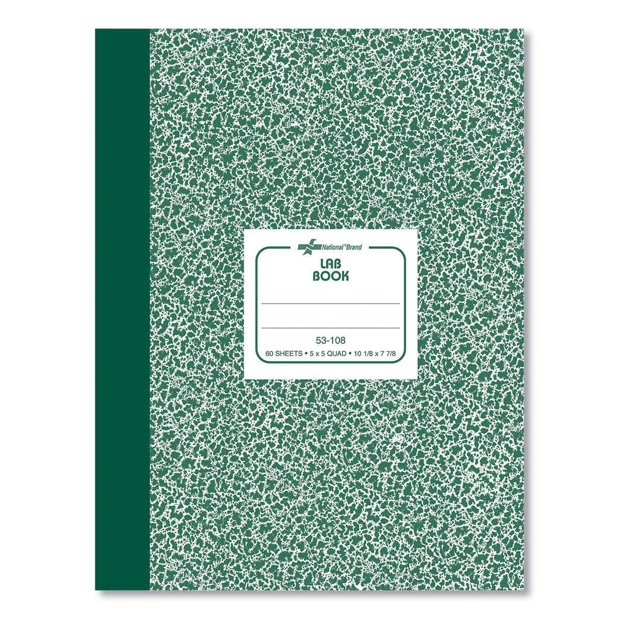 National Paper Composition Lab Notebook, Quadrille Rule, Green Cover, (60) 10.13 x 7.88 Sheets (53108)