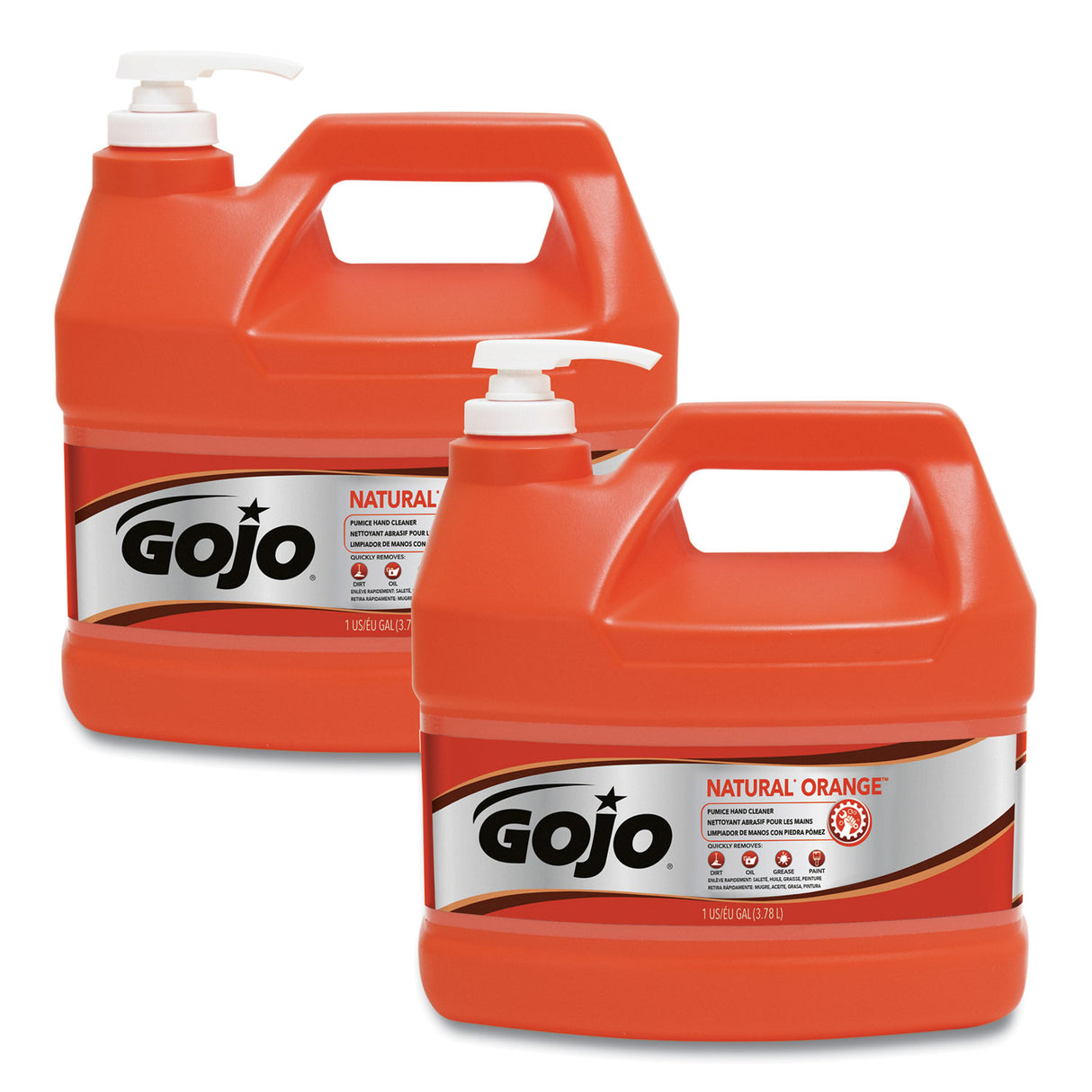 GOJO NATURAL ORANGE Pumice Hand Cleaner, Citrus Scent, 1 gal, 2/Carton (095502CT)