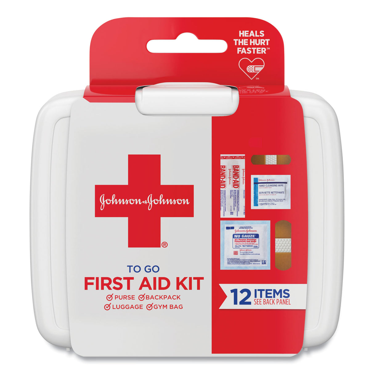 Johnson & Johnson Mini First Aid To Go Kit, 12 Pieces, Plastic Case (8295)