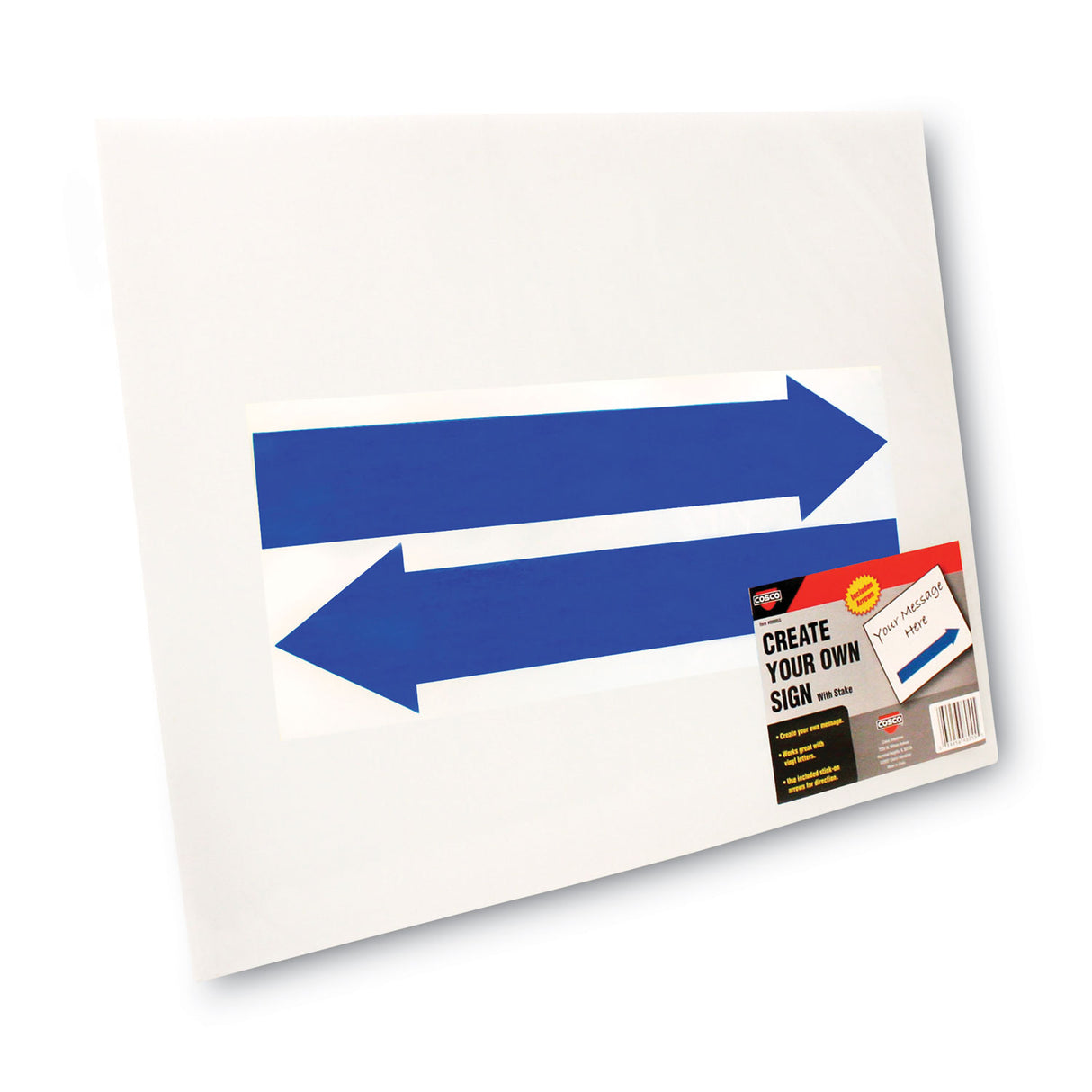 COSCO Stake Sign, Blank White, Includes Directional Arrows, 15 x 19 (098055)