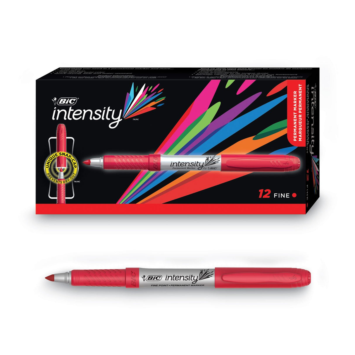 BIC Intensity Fine Tip Permanent Marker, Fine Bullet Tip, Rambunctious Red, Dozen (GPM11RD)