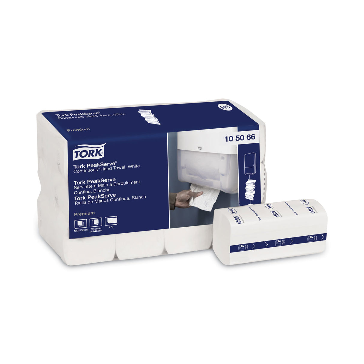 Tork® Continuous Multifold Paper Towels, 1-Ply, White, 3240 Towels (105066)