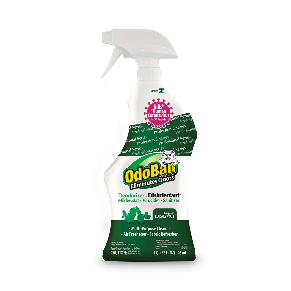 Rtu Odor Eliminator And Disinfectant, Eucalyptus, 32 Oz Spray Bottle, 12/carton