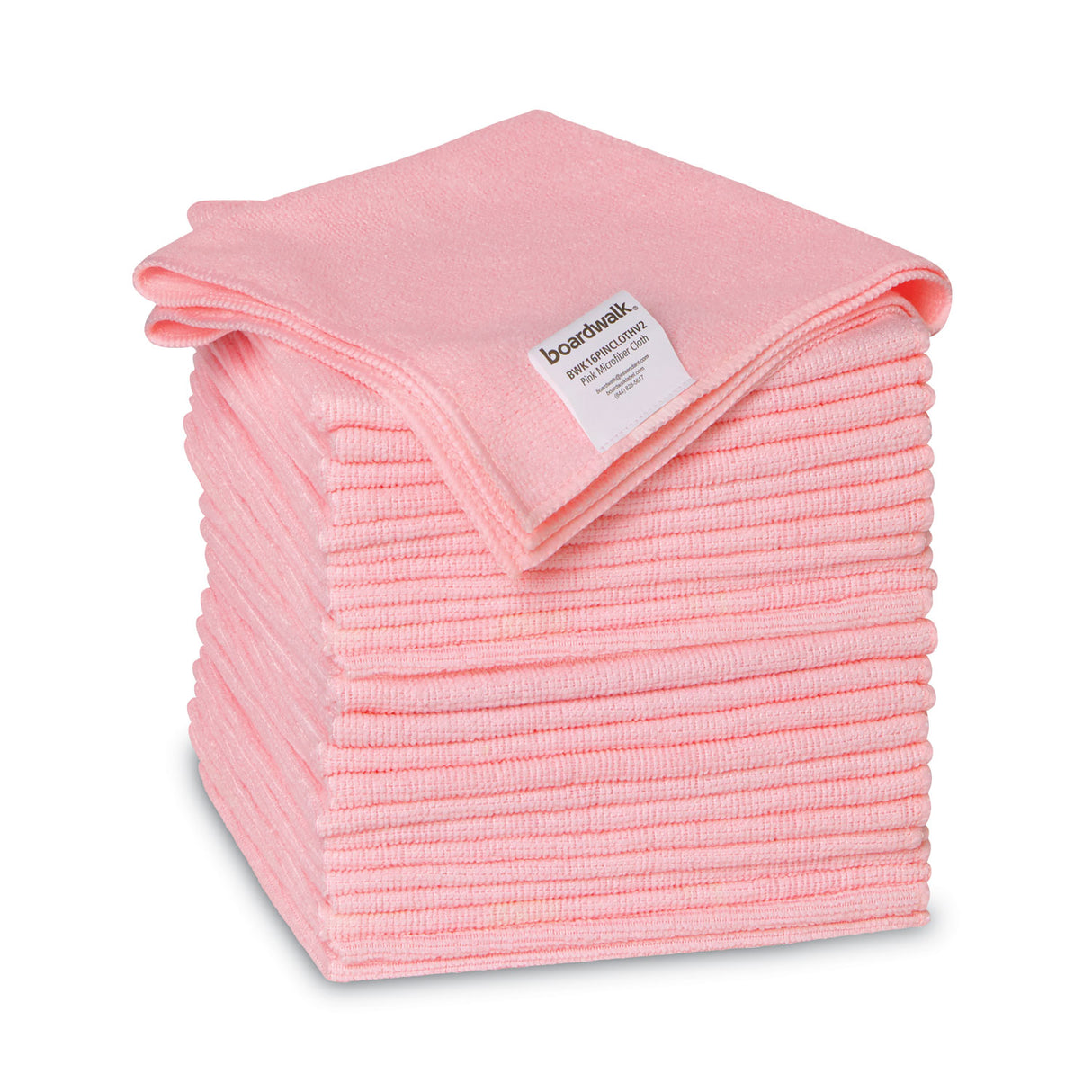 Boardwalk® Microfiber Cleaning Cloths, Pink, 24 Cloth (BWK16PINCLOTHV2)