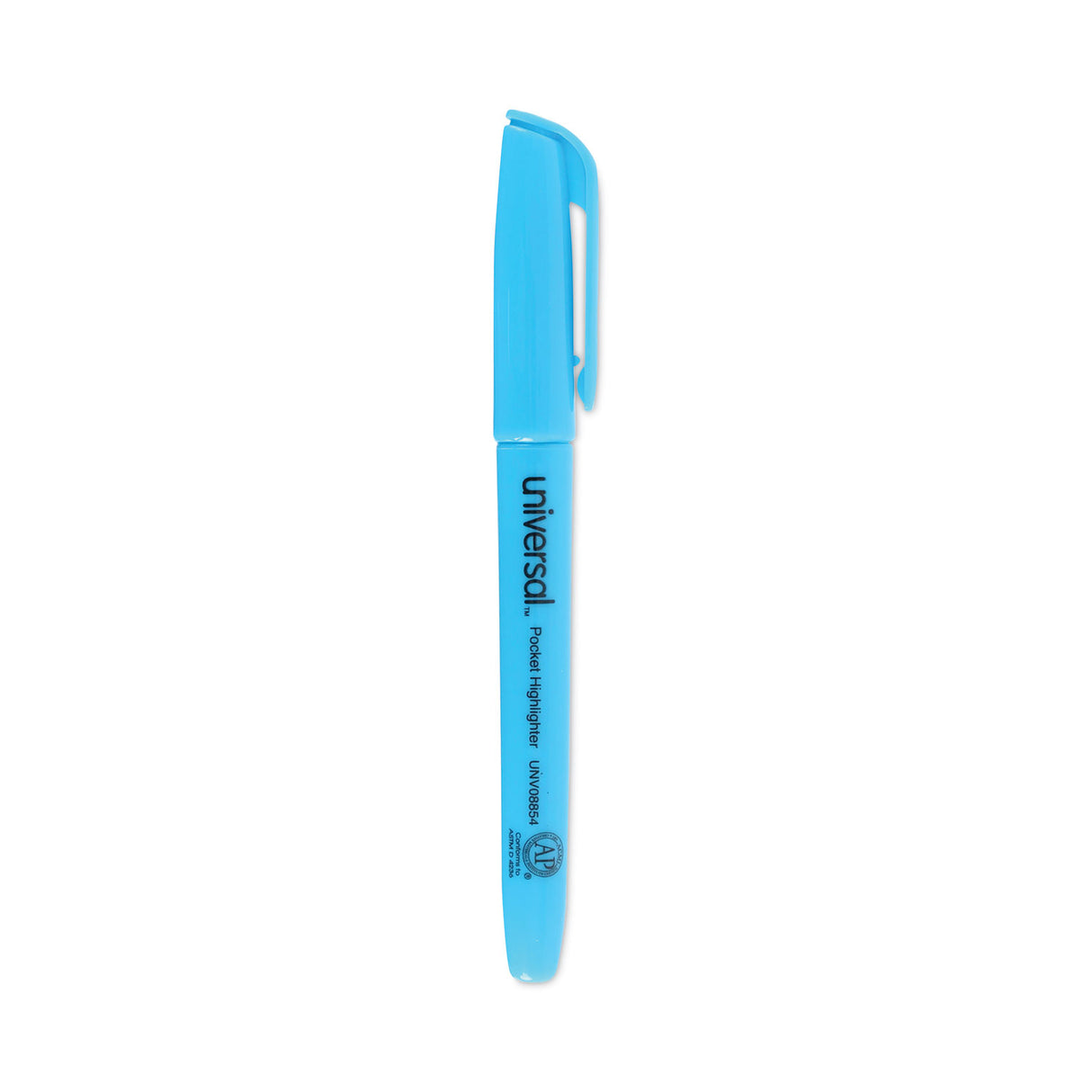 Universal Pocket Highlighters, Fluorescent Blue Ink, Chisel Tip, Blue Barrel, Dozen (UNV08854)