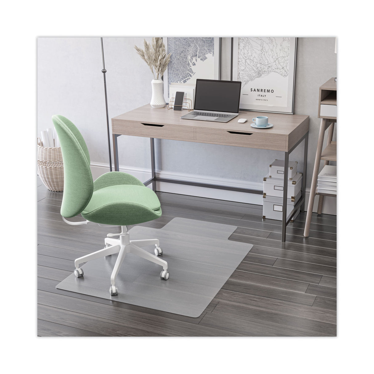 Deflecto EconoMat All Day Use Chair Mat for Hard Floors, Flat Packed, 46 x 60, Lipped, Clear (CM2E432F)